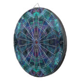 Abstract Blauwgroen, blauw, groen, zwart fractal D Dartbord (Voorkant Rechts)
