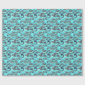 Abstract Blauwgroen blauw patroon Cadeaupapier (Vlak)