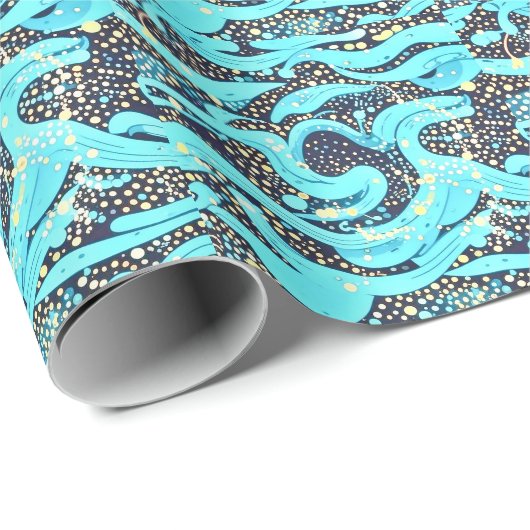 Abstract Blauwgroen blauw patroon Cadeaupapier (Rol Hoek)