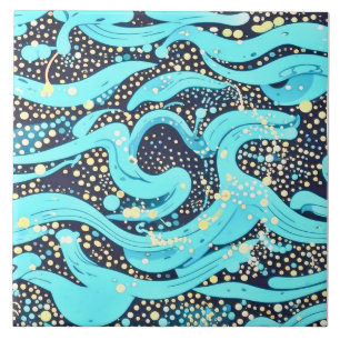 Abstract Blauwgroen blauw patroon Tegeltje