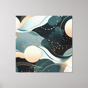 Abstract blauwgroen en blush roze modern design canvas afdruk