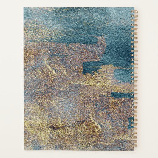Abstract Blauwgroen en goud met een modern strand Planner (Achterkant)