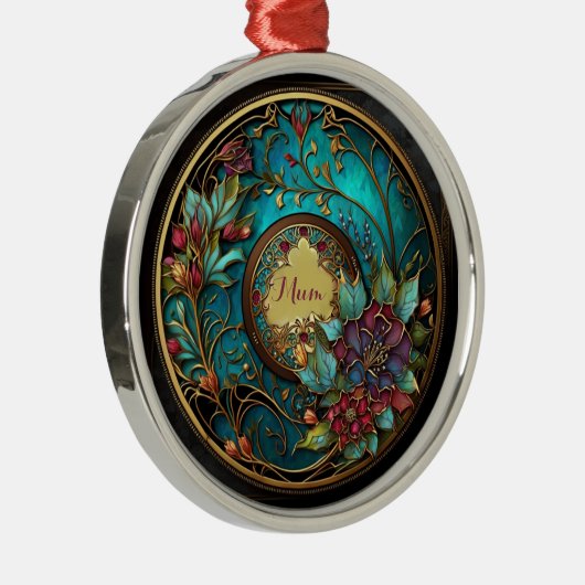 Abstract Blauwgroen en roze Moederdag Metalen Ornament (Rechts)