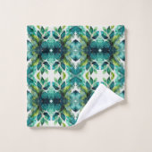 Abstract Blauwgroen, Groen, Smaragd, Botanisch Bad Handdoek (Wasdoekje)
