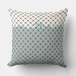 Abstract Blauwgroen, wit, Bronze Patroon Buitenkussen