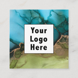 Abstract Blauwgroen zwart metallisch goud Voeg uw  Vierkante Visitekaartje