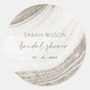 Abstract Bleek Gouden Marmer Agaat Bruiloft Feest Ronde Sticker