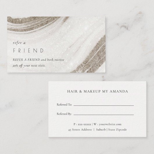 Abstract Bleek goudmarmer Agate Verwijs een vriend Visitekaartje (Voorkant / Achterkant)