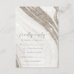 Abstract Bleek goudmarmer Agate Wedding RSVP Informatiekaartje