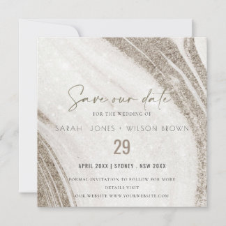 Abstract Bleek goudmarmer Agate Wedding Save The Date