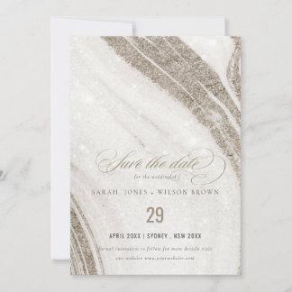 Abstract Bleek goudmarmer Agate Wedding Save The Date