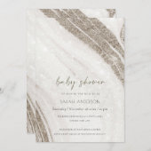 Abstract Bleek goudmarmer Baby shower uitnodigen Bedankkaart (Voorkant / Achterkant)