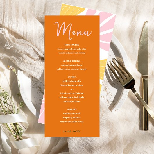 Abstract bloem geel & oranje roze mix en match menu