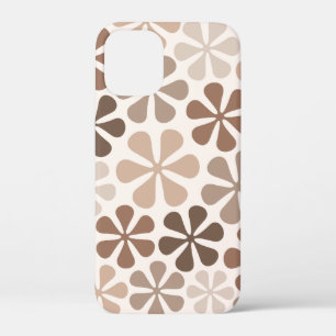 Abstract Bloemen (B) Bruin Taupe Crème iPhone 12 Mini Hoesje
