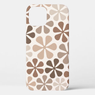 Abstract Bloemen (B) Bruin Taupe Crème iPhone 12 Pro Hoesje
