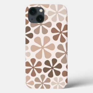 Abstract Bloemen (B) Bruin Taupe Crème iPhone 13 Hoesje