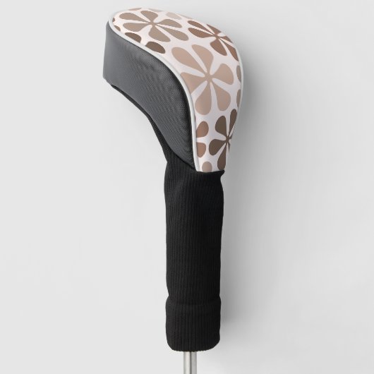 Abstract Bloemen (B) Bruin Taupe Crème Golfheadcover (Schuin)