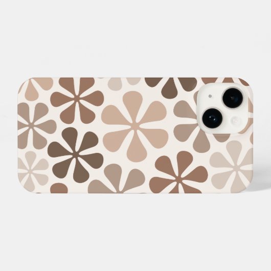 Abstract Bloemen (B) Bruin Taupe Crème iPhone Hoesje (Achterkant horizontaal)