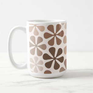Abstract Bloemen Bruin Taupe Cream Koffiemok