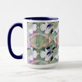 Abstract Bloemen en Parels Blauw Grote Mok (Links)