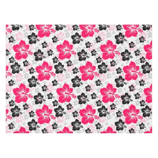 Abstract Bloemen Rood Zwart Wit Tafelkleed (Voorkant (Horizontaal))