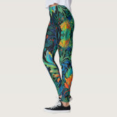 Abstract Bloemen Swirl Tapestry Bold Levendig Kleu Leggings (Links)