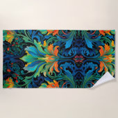 Abstract Bloemen Swirl Tapestry Bold Levendig Kleu Strandlaken (Voorkant)