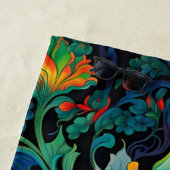 Abstract Bloemen Swirl Tapestry Bold Levendig Kleu Strandlaken (In situ)