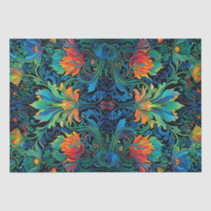 Abstract Bloemen Swirl Tapestry Bold Levendig Kleu Tissuepapier