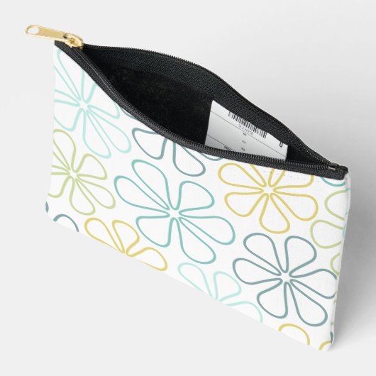 Abstract Bloemen Teals Geel Limoen Wit Etui (Open)