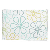 Abstract Bloemen Teals Geel Limoen Wit Kussensloop (Achterkant)