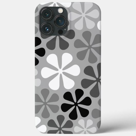 Abstract Bloemen Zwart Wit Grijs Case-Mate iPhone Case (Achterkant)