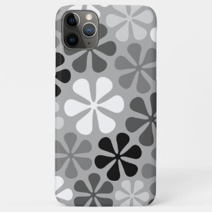 Abstract Bloemen Zwart Wit Grijs iPhone 11 Pro Max Hoesje
