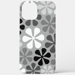 Abstract Bloemen Zwart Wit Grijs iPhone 12 Pro Max Hoesje