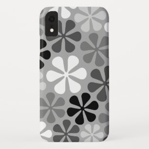 Abstract Bloemen Zwart Wit Grijs iPhone XR Hoesje