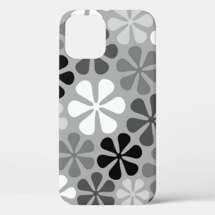 Abstract Bloemen Zwart Wit Grijs iPhone 12 Pro Hoesje