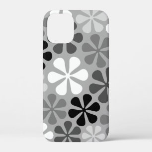 Abstract Bloemen Zwart Wit Grijs iPhone 12 Mini Hoesje