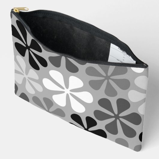 Abstract Bloemen Zwart Wit Grijs Etui (Open)