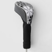 Abstract Bloemen Zwart Wit Grijs Golfheadcover (Schuin)