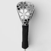 Abstract Bloemen Zwart Wit Grijs Golfheadcover (Voorkant)