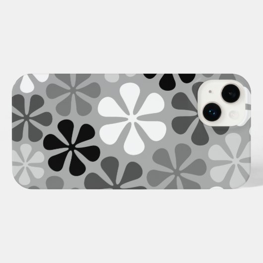 Abstract Bloemen Zwart Wit Grijs iPhone Hoesje (Achterkant horizontaal)