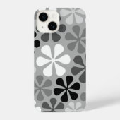 Abstract Bloemen Zwart Wit Grijs iPhone Hoesje (Achterkant)