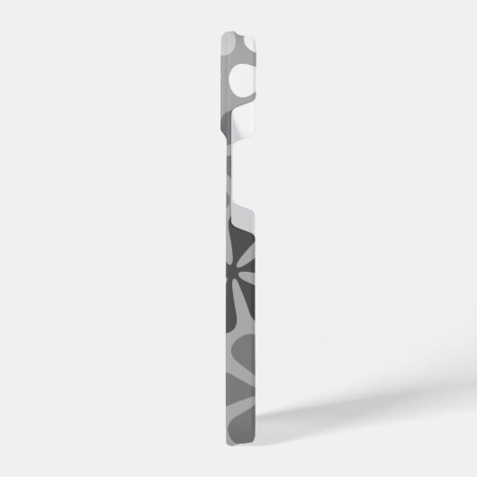 Abstract Bloemen Zwart Wit Grijs iPhone Hoesje (Linkerkant)