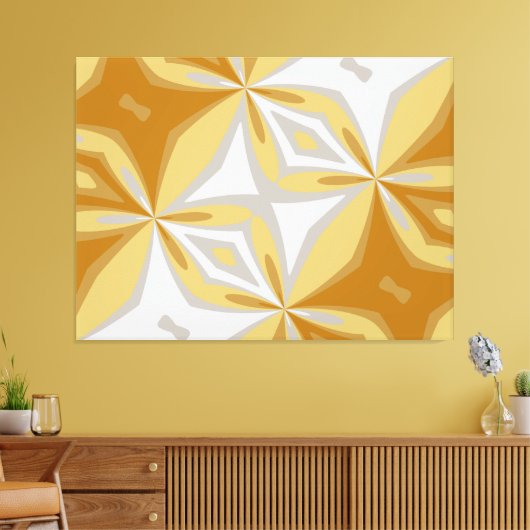 Abstract Bloemengoud en Grijs Zilver Abstract Canvas Afdruk (Insitu (Woonkamer))