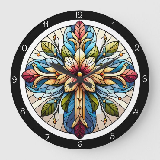 Abstract bloemenkruis grote klok (Voorkant)
