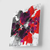 Abstract bloemenontwerp - rood en paars over wit vierkante klok (Hoek)