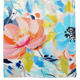 Abstract bloemenpatroonschilderij douchegordijn