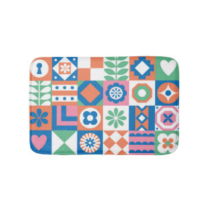 Abstract bloemenScandinavisch volkspatroon Badmat