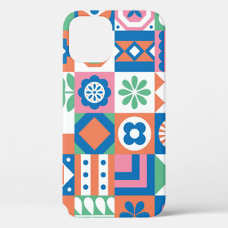 Abstract bloemenScandinavisch volkspatroon iPhone 12 Hoesje