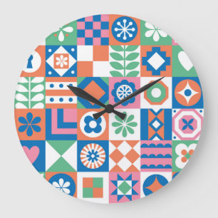 Abstract bloemenScandinavisch volkspatroon Grote Klok